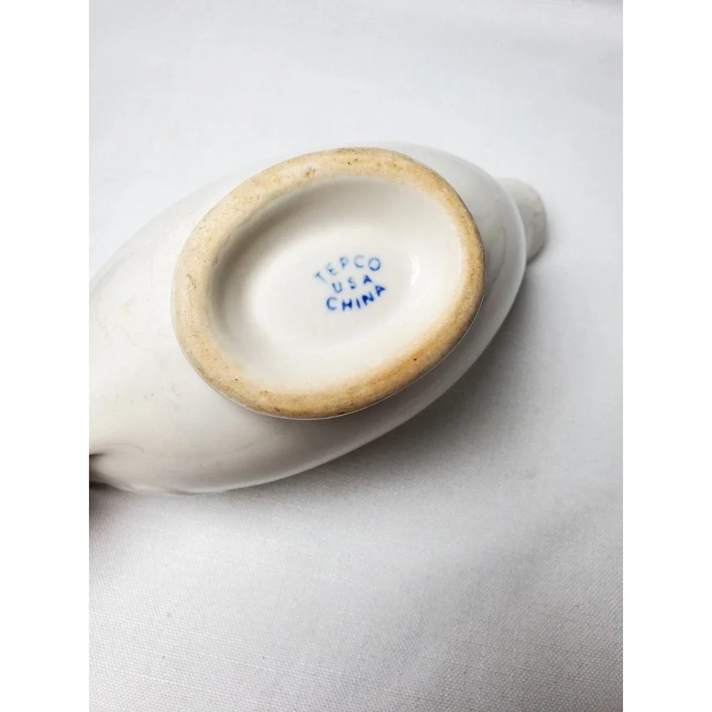Vintage TEPCO USA China Gravy Boat Restaurant Ware Ivory Diner Style 9.5